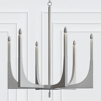 Acrylic Brass Finish Chandelier, 6 Lights — Ver 2