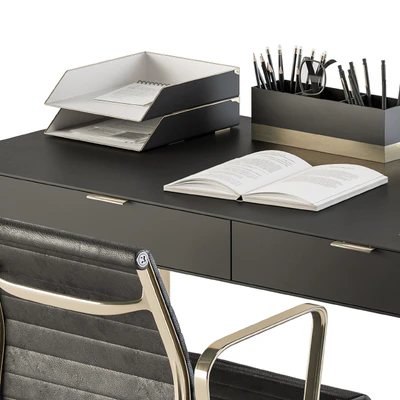 Classic Black and Gold Work Desk - Office Set 181 — Ver 3