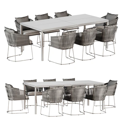 Outdoor Dining Set with Tempered Glass Top Table and Rope Woven Chairs — Вид 2