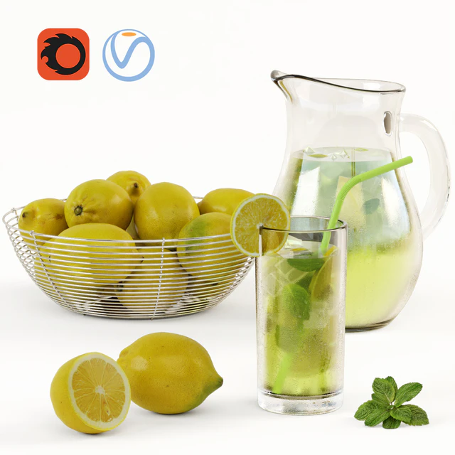 Lemonade and Bowl with Lemons — Descargar