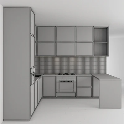 Kitchen Modern - Black and white with wood 50 — Вид 3