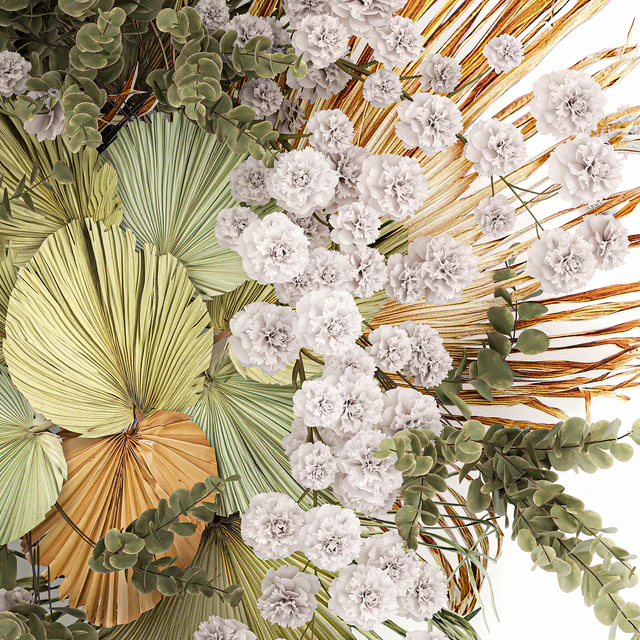 Decoration and installation for the wall of dried palm leaves wedding wreath of dried flowers. 230. — Descargar