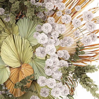 Decoration and installation for the wall of dried palm leaves wedding wreath of dried flowers. 230. — Ver 4