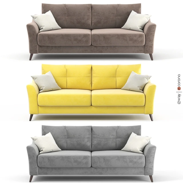 Sofa - bed Amelie from Hoff. Gray, yellow, brown upholstery options, velor. — Descargar