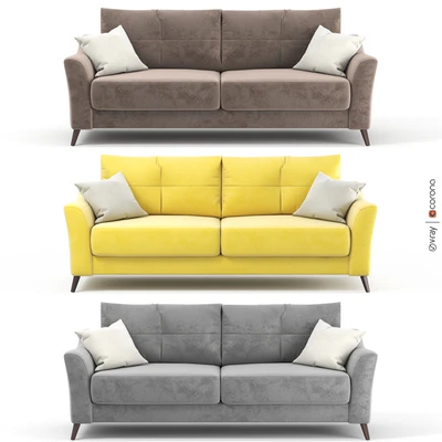 Sofa - bed Amelie from Hoff. Gray, yellow, brown upholstery options, velor. — Ver 1