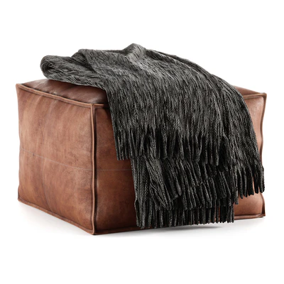Mindaliving - Cube Leather Ottoman Pouf with Plaids — Вид 2