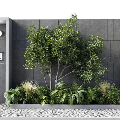 Door outdoor entrance and fence and graden 05 — Ver 3
