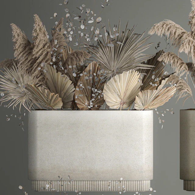 Collection of plant bouquets of dried flowers, moonflower, dry palm branches, dry grass, natural decor .1121. — Descargar