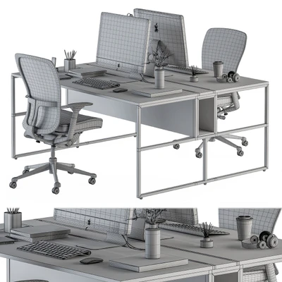 employee Set Red and Black - Office Furniture 245 — Ver 4