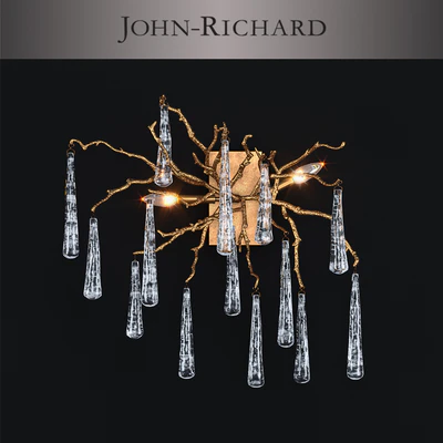 John-Richard Brass and Glass Teardrop Two-Light Wall Sconce — Ver 1