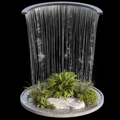 Waterfall fountains and plant 07 — Вид 1
