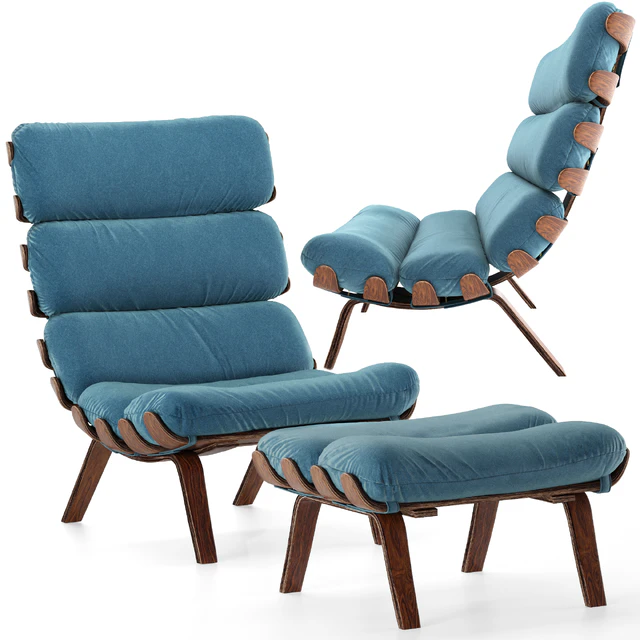 Essey armchair and ottoman (GreenThree) — Descargar