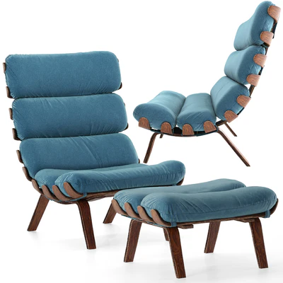Essey armchair and ottoman (GreenThree) — Ver 1