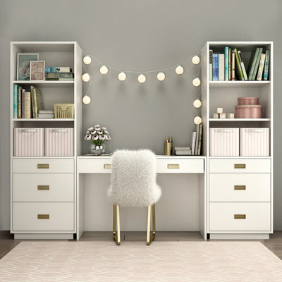КНИЖНЫЕ ШКАФЫ Restoration Hardware AVALON С ПИСЬМЕННЫМ СТОЛОМ В ЦВЕТЕ WAXED WHITE — Вид 1