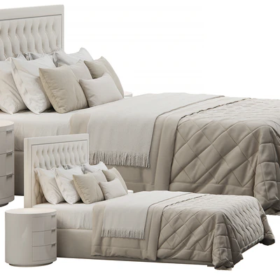 Tufted Upholstered Beige  Headboard Bed — Вид 3