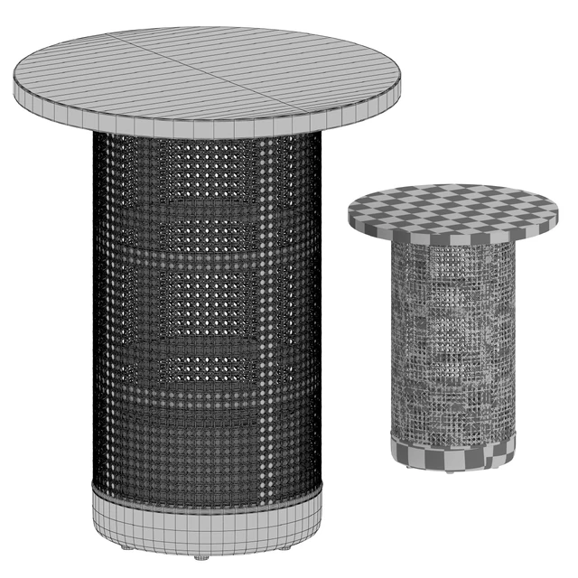 Круглый Журнальный столик Vernet Travertine Cane End Table (Crate and Barrel) — Скачать