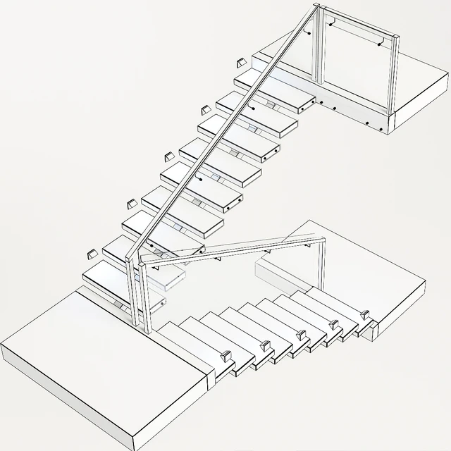 Ladder made of concrete, metal and glass with backlight illuminated PROFI LED IP44 — Descargar