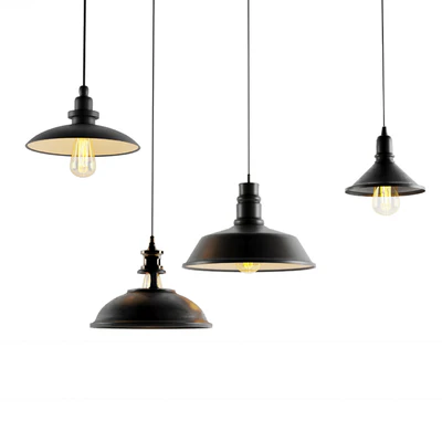 4 black cast industrial chandeliers — Ver 1