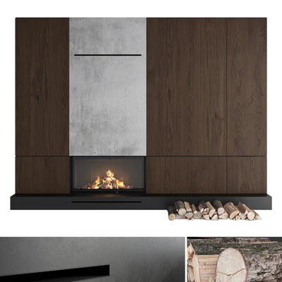 Decorative wall with fireplace set 18 — Ver 1