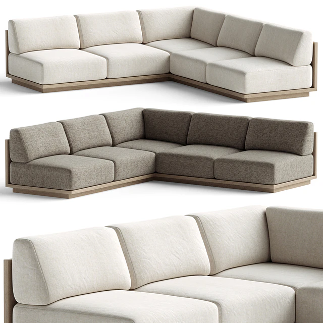 Mallorca Wood 3-Piece L-Shaped Armless Sofa — Download