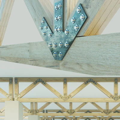 A set of wooden trusses with parallel belts. 6m, 8m, 10m, 12m, 14m — Ver 2