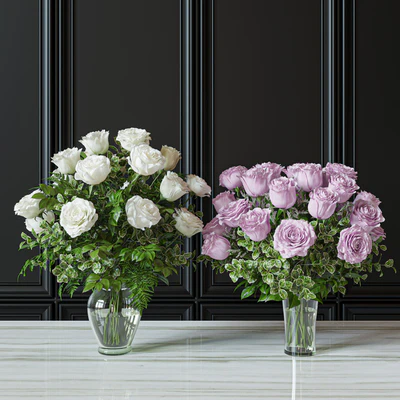 Flower Set 029 White and pink Rose — Ver 2