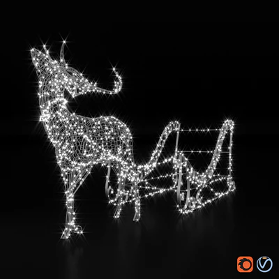 Light volumetric figure Deer and sleigh. — Ver 2