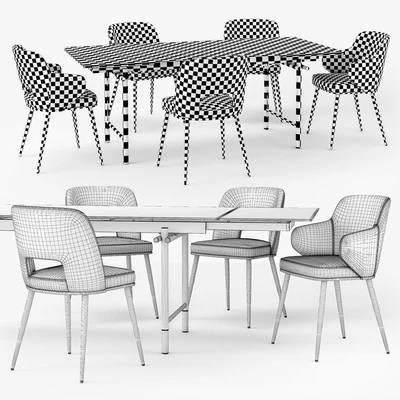 Calligaris Monogram table Foyer chair set — Ver 3