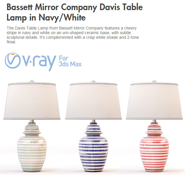 Bassett Mirror Company Davis Table Lamp in NavyWhite — Descargar