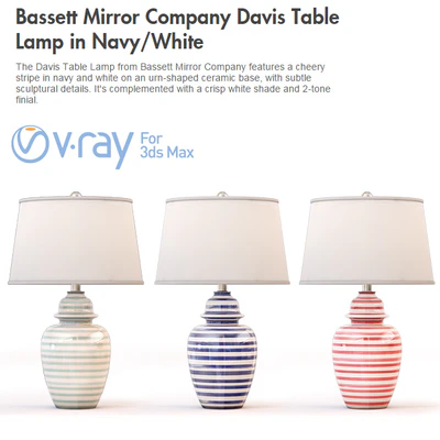 Bassett Mirror Company Davis Table Lamp in NavyWhite — Ver 2