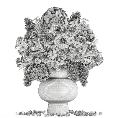 A wonderful bouquet of green spring flowers in a glass vase with hydrangeas, lilacs, peonies. 151. — Ver 3