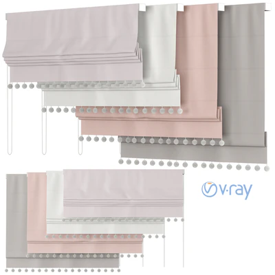 Roman Curtains 56 | Rh Baby&child | POM-POM LINEN-COTTON ROMAN SHADE — Вид 1