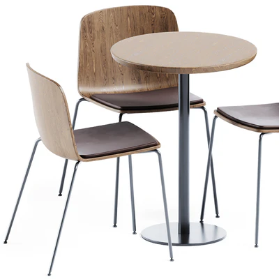 Easy Mix & Fix Table by Ton & Wooden Upholstered Chair Rama by Kristalia — Ver 2