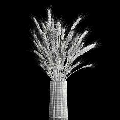 Bouquet of green flowers in a glass vase for decoration of wheat branches, spikelet. 265. — Ver 3