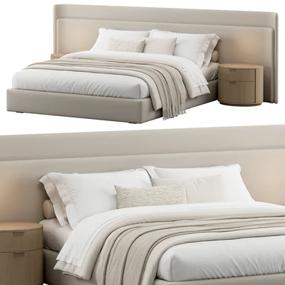 Contemporary Upholstered Rounded Headboard Bed — descargar