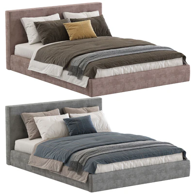 Bed Cushy Upholstered Platfrom Bed — Ver 1