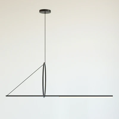 Chandelier Suspension Cercle Et Trait - Graphite Satine — Ver 2