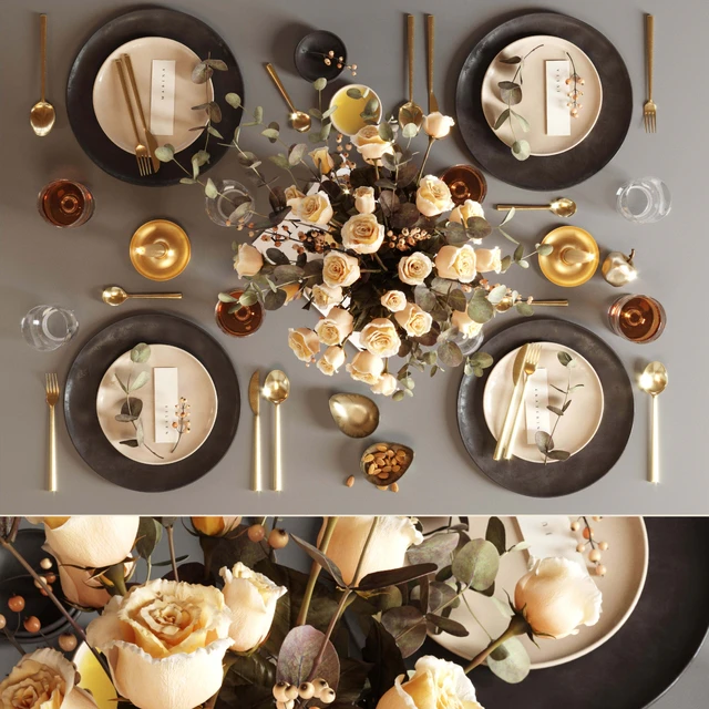 Table setting with roses — Descargar