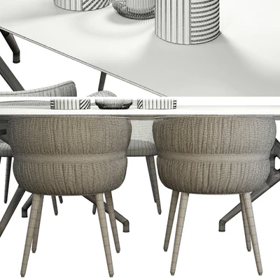 TORSO TABLE 837 / TR AND POTOCCO COULISSE ARMCHAIR — Ver 3