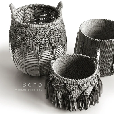 Boho wicker planters — Ver 2