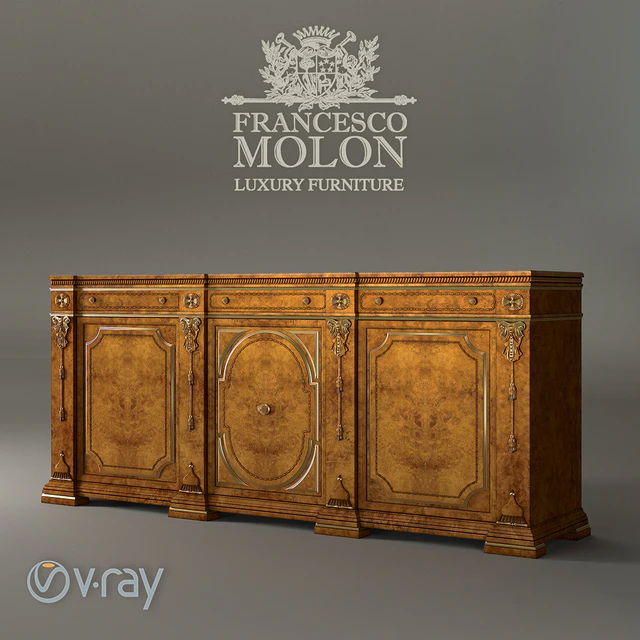 Francesco Molon C3D 16th century walnut carved sideboard — Descargar