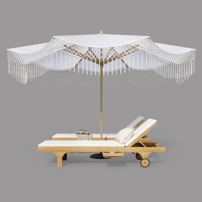 Umbrella Patio Parasol and Timber Sun Lounge — Ver 2