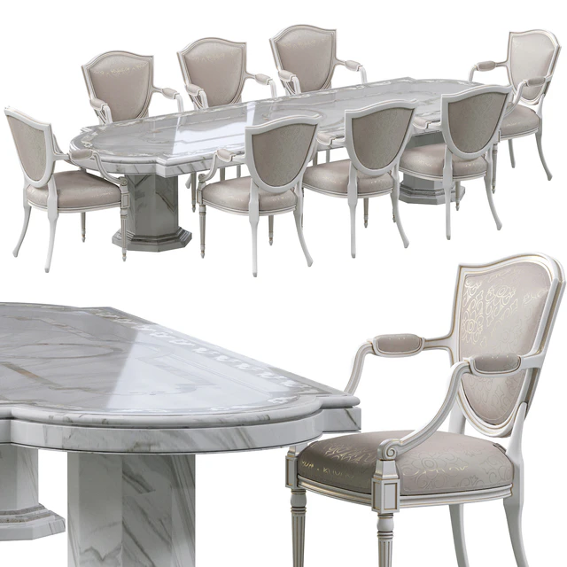Classic dining chair and marble table — Скачать
