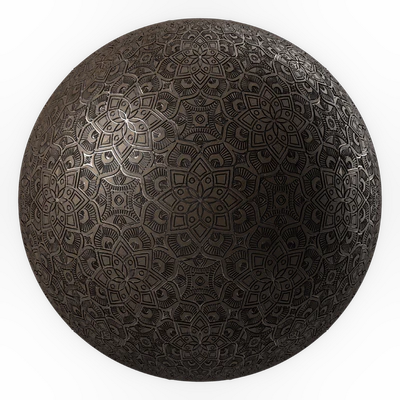 Metal Materials 18- Ornament Metal panels, Pbr 4k Seamless — Вид 3