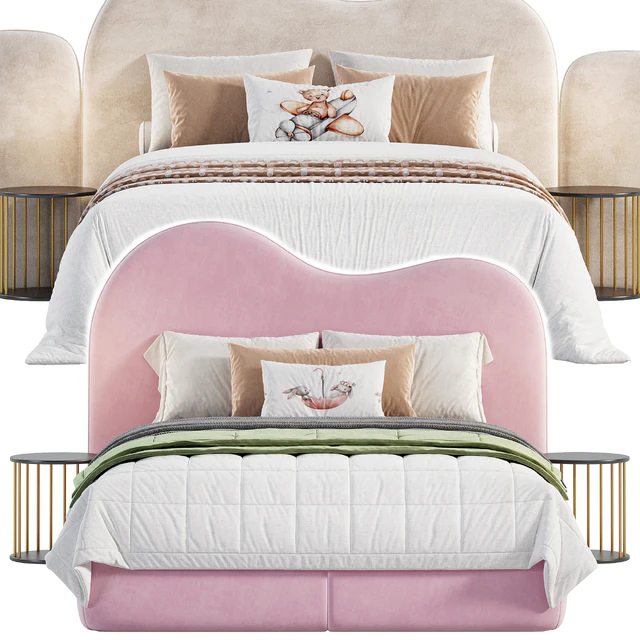 Curved Bedhead Boucle bed — Descargar