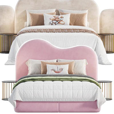 Curved Bedhead Boucle bed — Ver 2
