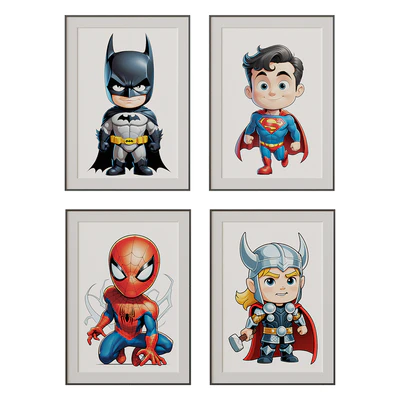 Pictures for children's room "Superheroes" — Ver 3