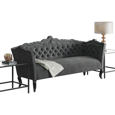 Brooks Grey Velvet Sofa — Вид 1