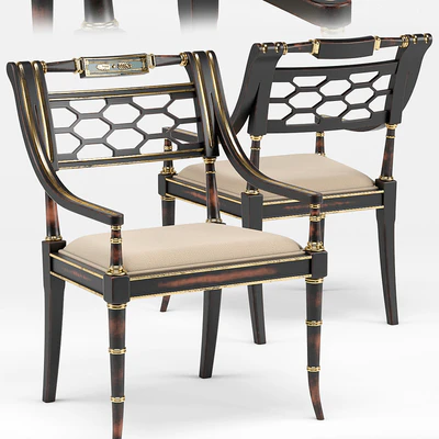 Sophy's Regency Armchair, Gustavian Round Dining Table — Ver 2