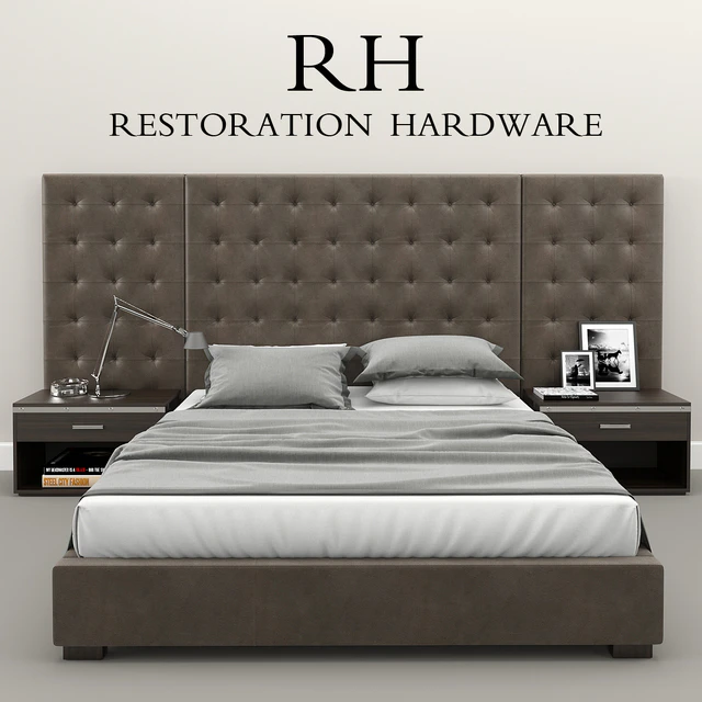 RH Modern custom box tufted platform bed — Descargar